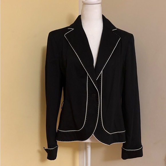 Anne Klein Jackets & Blazers - Anne Klein Black Blazer with White Piping